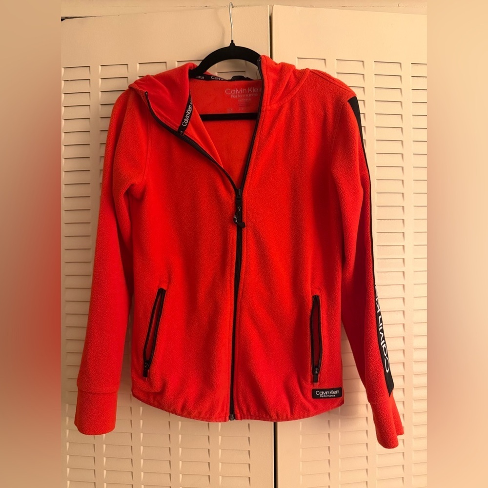 Calvin Klein Red Hoodie with Black Accents | Size XS
